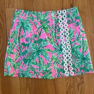 Lilly Pulitzer Pink and Green Palm Mini Skirt